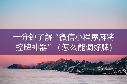 一分钟了解“微信小程序麻将控牌神器”（怎么能调好牌)