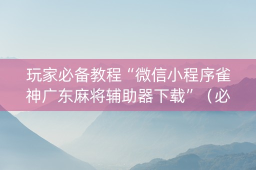 玩家必备教程“微信小程序雀神广东麻将辅助器下载”（必赢神器免费安装)