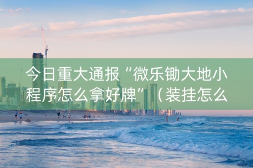 今日重大通报“微乐锄大地小程序怎么拿好牌”（装挂怎么安装)