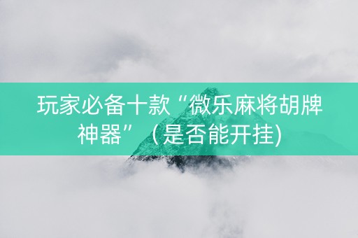 玩家必备十款“微乐麻将胡牌神器”（是否能开挂)