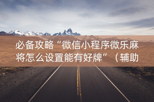 必备攻略“微信小程序微乐麻将怎么设置能有好牌”（辅助器插件)
