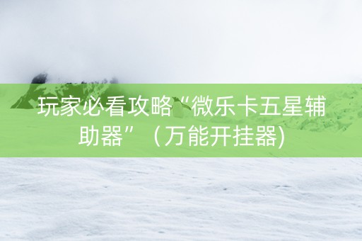 玩家必看攻略“微乐卡五星辅助器”（万能开挂器)