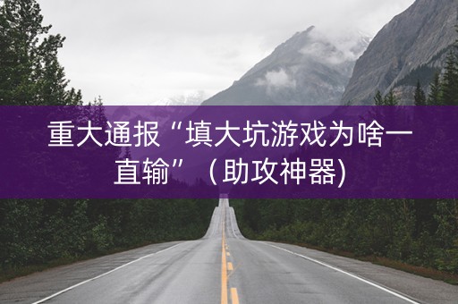 重大通报“填大坑游戏为啥一直输”（助攻神器)