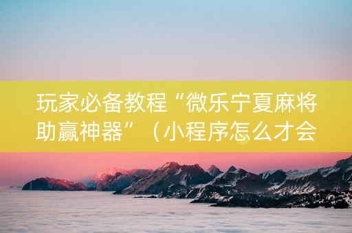 玩家必备教程“微乐宁夏麻将助赢神器”（小程序怎么才会赢)