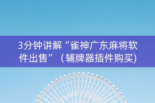 3分钟讲解“雀神广东麻将软件出售”（辅牌器插件购买)