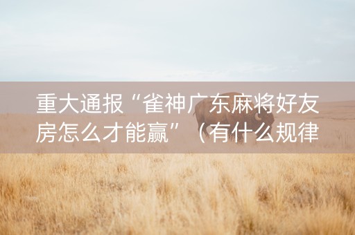 重大通报“雀神广东麻将好友房怎么才能赢”（有什么规律)