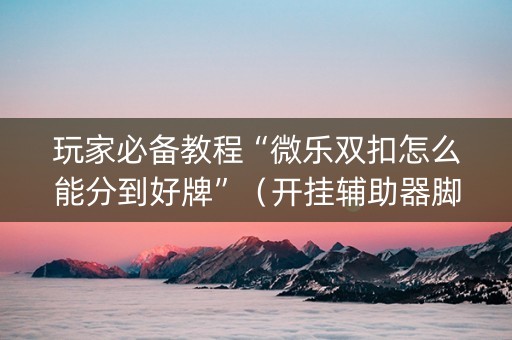 玩家必备教程“微乐双扣怎么能分到好牌”（开挂辅助器脚本)