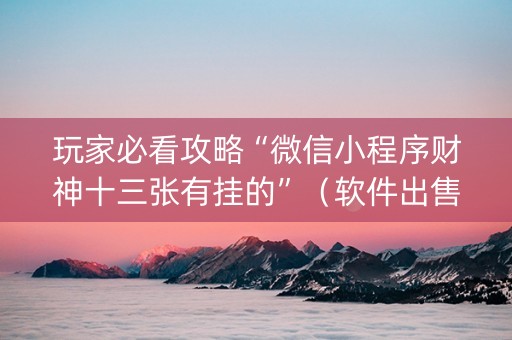 玩家必看攻略“微信小程序财神十三张有挂的”（软件出售)