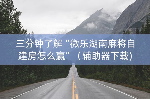 三分钟了解“微乐湖南麻将自建房怎么赢”（辅助器下载)