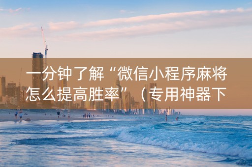 一分钟了解“微信小程序麻将怎么提高胜率”（专用神器下载)