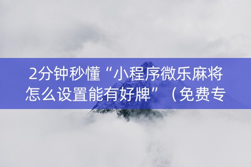 2分钟秒懂“小程序微乐麻将怎么设置能有好牌”（免费专用神器)