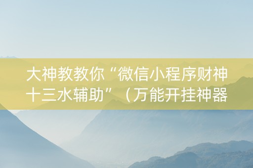 大神教教你“微信小程序财神十三水辅助”（万能开挂神器)