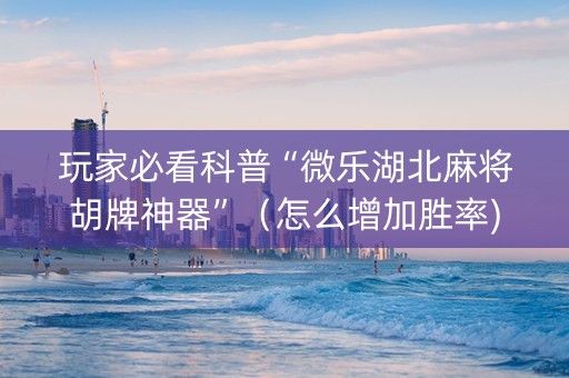 玩家必看科普“微乐湖北麻将胡牌神器”（怎么增加胜率)