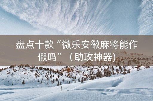 盘点十款“微乐安徽麻将能作假吗”（助攻神器)