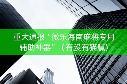 重大通报“微乐海南麻将专用辅助神器”（有没有猫腻)