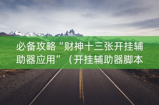 必备攻略“财神十三张开挂辅助器应用”（开挂辅助器脚本)