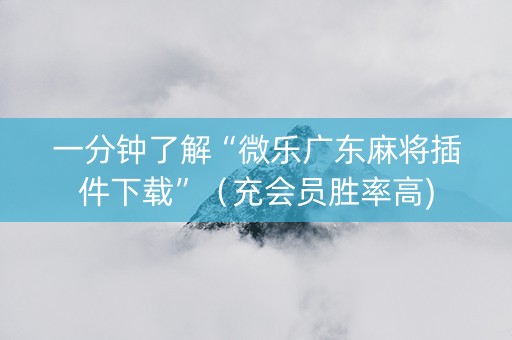 一分钟了解“微乐广东麻将插件下载”（充会员胜率高)