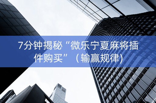 7分钟揭秘“微乐宁夏麻将插件购买”（输赢规律)