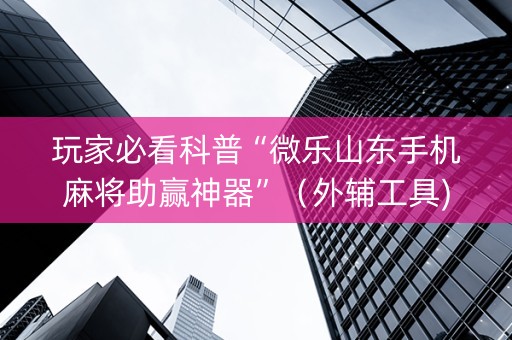 玩家必看科普“微乐山东手机麻将助赢神器”（外辅工具)