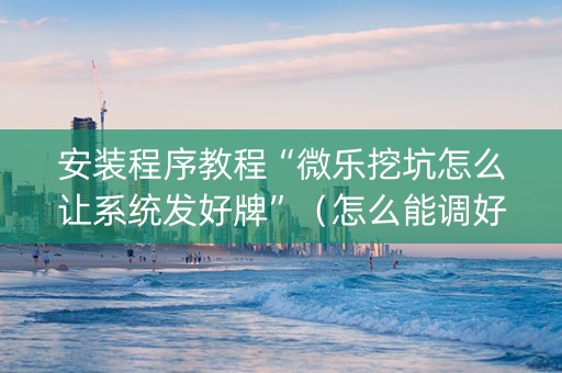 安装程序教程“微乐挖坑怎么让系统发好牌”（怎么能调好牌)