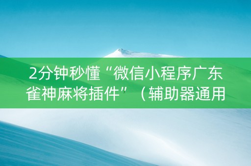 2分钟秒懂“微信小程序广东雀神麻将插件”（辅助器通用版)