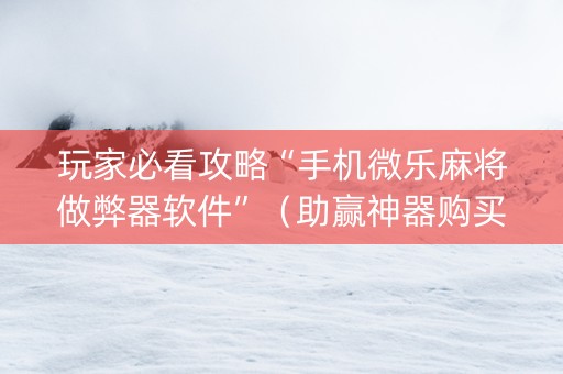 玩家必看攻略“手机微乐麻将做弊器软件”（助赢神器购买)