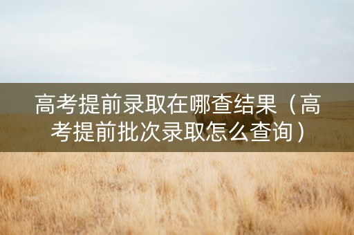 高考提前录取在哪查结果（高考提前批次录取怎么查询）