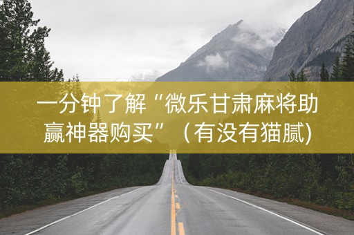 一分钟了解“微乐甘肃麻将助赢神器购买”（有没有猫腻)