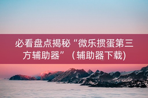必看盘点揭秘“微乐掼蛋第三方辅助器”（辅助器下载)