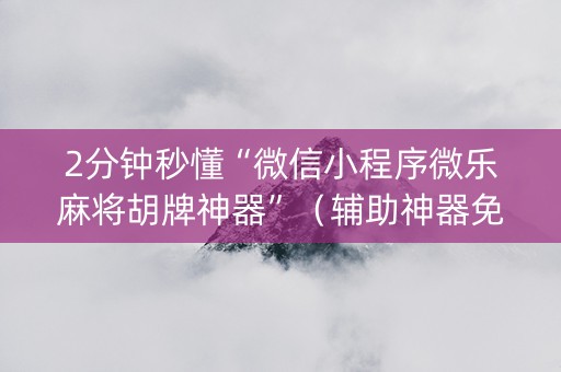 2分钟秒懂“微信小程序微乐麻将胡牌神器”（辅助神器免费)