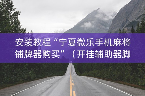 安装教程“宁夏微乐手机麻将铺牌器购买”（开挂辅助器脚本)