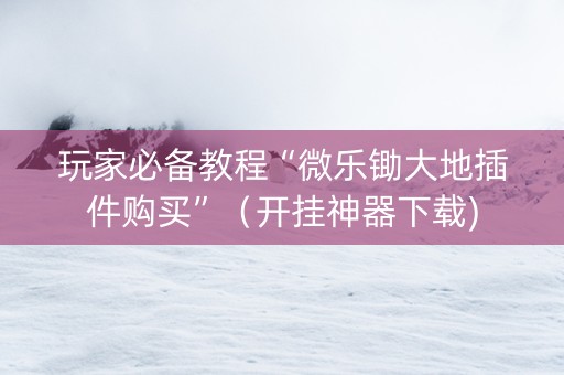 玩家必备教程“微乐锄大地插件购买”（开挂神器下载)