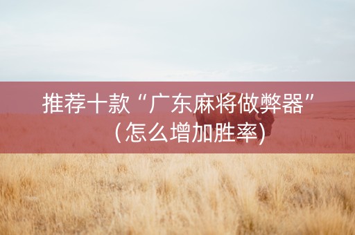 推荐十款“广东麻将做弊器”（怎么增加胜率)