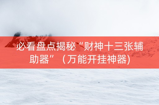 必看盘点揭秘“财神十三张辅助器”（万能开挂神器)
