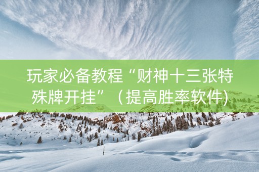 玩家必备教程“财神十三张特殊牌开挂”（提高胜率软件)