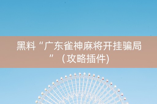 黑料“广东雀神麻将开挂骗局”（攻略插件)