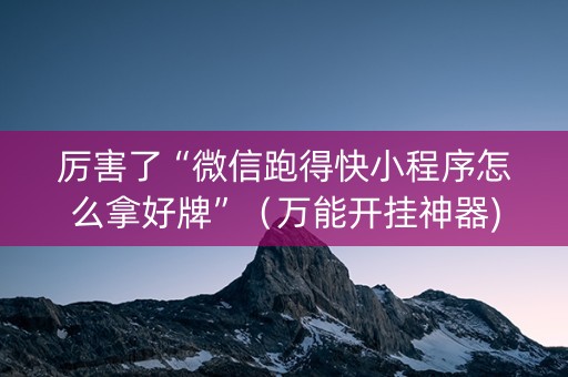 厉害了“微信跑得快小程序怎么拿好牌”（万能开挂神器)