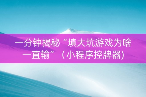一分钟揭秘“填大坑游戏为啥一直输”（小程序控牌器)