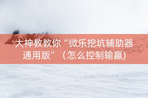 大神教教你“微乐挖坑辅助器通用版”（怎么控制输赢)