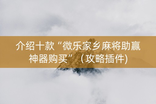 介绍十款“微乐家乡麻将助赢神器购买”（攻略插件)