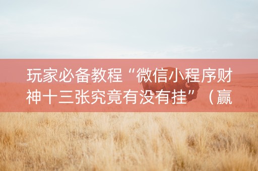 玩家必备教程“微信小程序财神十三张究竟有没有挂”（赢的技巧规律)