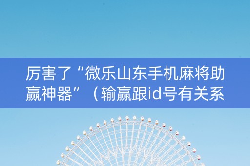 厉害了“微乐山东手机麻将助赢神器”（输赢跟id号有关系吗)