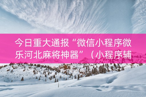 今日重大通报“微信小程序微乐河北麻将神器”（小程序辅助软件)