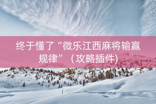 终于懂了“微乐江西麻将输赢规律”（攻略插件)