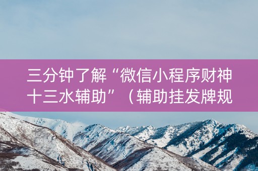 三分钟了解“微信小程序财神十三水辅助”（辅助挂发牌规律)