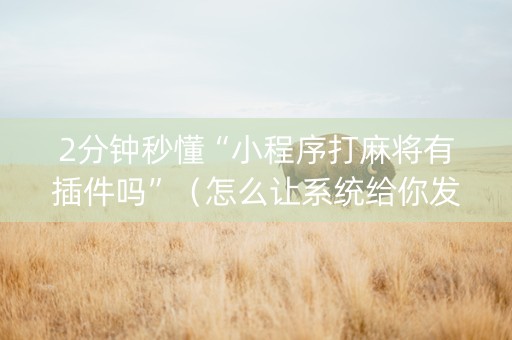2分钟秒懂“小程序打麻将有插件吗”（怎么让系统给你发好牌)