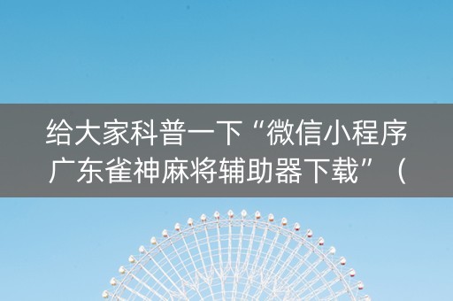 给大家科普一下“微信小程序广东雀神麻将辅助器下载”（赢的技巧规律)