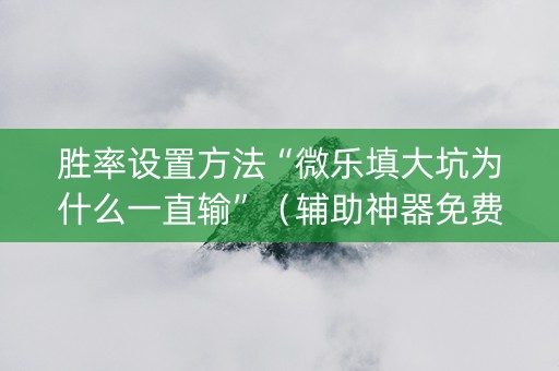 胜率设置方法“微乐填大坑为什么一直输”（辅助神器免费)