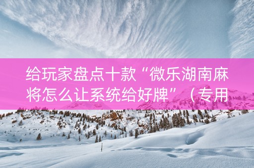给玩家盘点十款“微乐湖南麻将怎么让系统给好牌”（专用神器下载)
