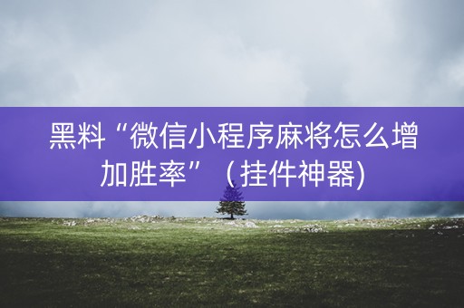 黑料“微信小程序麻将怎么增加胜率”（挂件神器)